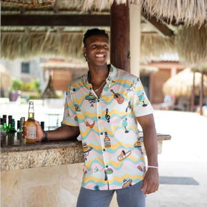 Baha Llama Ay Caramba Button Up Shirt Size M